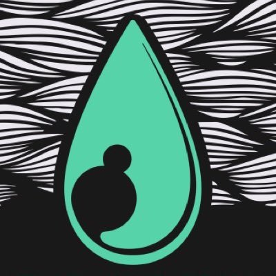 image of illustration with black and white wavy lines and turquoise teardrop with shadow in the middle