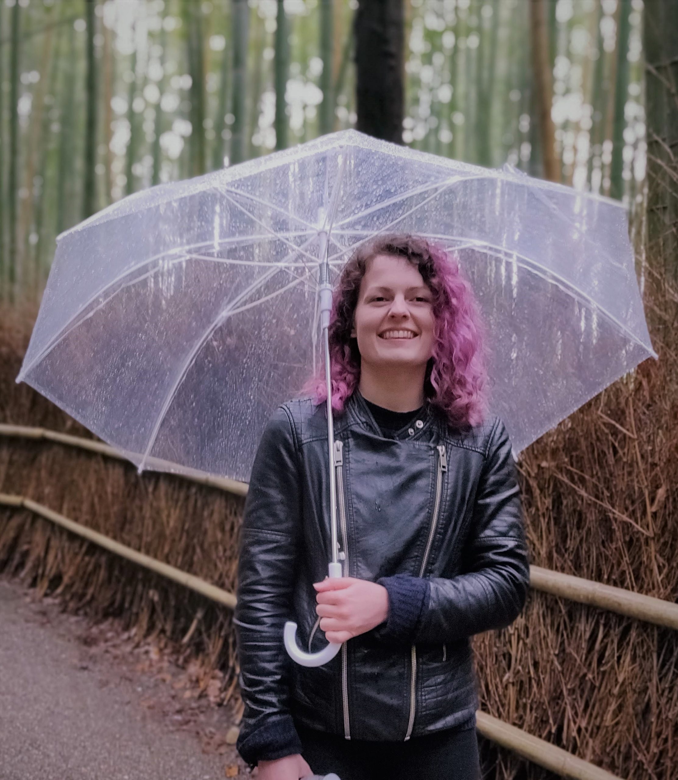 profile picture of Anna holding an umbrella.